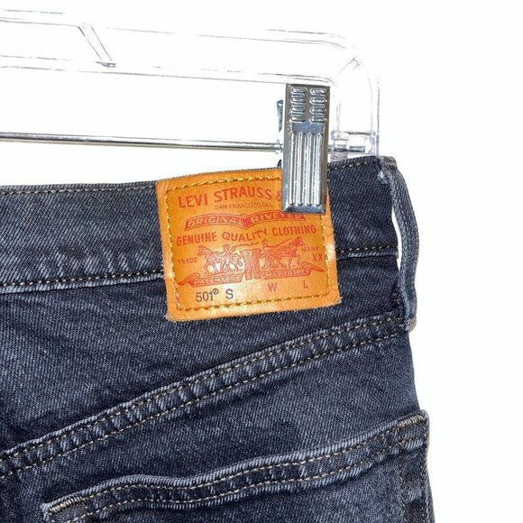 Levis 501 Original Fit Black Distressed Button-Fly Jeans 24x27 - Picture 5 of 12